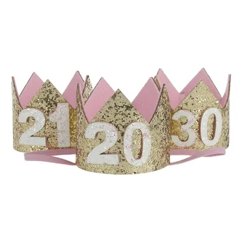 Szám 20 21 30 20 21 30 évvel idősebb felnőttek lányok, nők Szülinapi kalap Hercegnő Korona Tiara dekoráció ajándék Haj Tartozékok 1