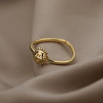 Szüreti Nap Arca Gyűrűk Nők Anillos Arany Ezüst Szín Rozsdamentes Acélból Készült Pár Gyűrű Férfiak Gótikus Ékszer Esztétikai Esküvői Ajándék 2