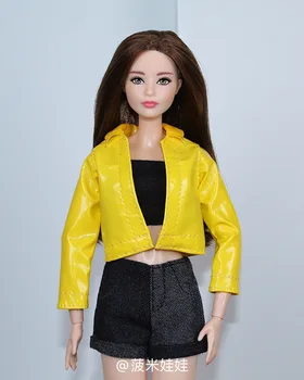 Sárga, Meleg, rózsaszín, fekete bőr kabát ruhát 1/6 BJD Xinyi FR ST Barbie Baba / baba ruhák 1