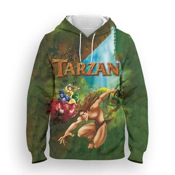 Tarzan Disney 3D-s Nyomtatási Férfi Ruházat, Divat, Tavaszi Rajzfilm Anime Kapucnis Gyermekek Streetwear Nők Túlméretezett Melegítőfelső 1