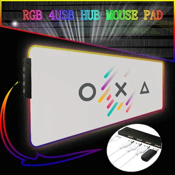 Textúra Háttér 4-Port USB Hub Mousepad Rgb Gaming Mouse Pad XXL LED Gamer Laptop Billentyűzet Szőnyeg Játék Tartozékok Asztal Mat 1