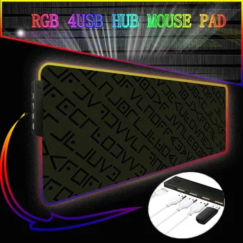 Textúra Háttér 4-Port USB Hub Mousepad Rgb Gaming Mouse Pad XXL LED Gamer Laptop Billentyűzet Szőnyeg Játék Tartozékok Asztal Mat 2