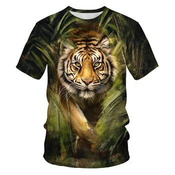 Tigris 3D Nyomtatás, Rövid Ujjú póló, Alkalmi O nyakú Nyári Divat Férfi Túlméretezett póló 2