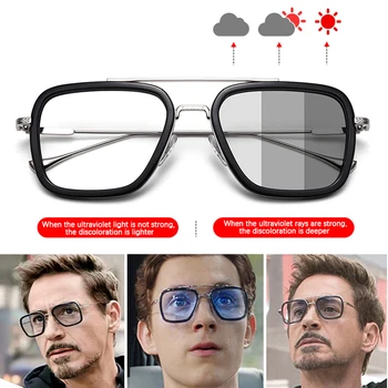 Tony Stark Luxus Férfi Pilóta Napszemüvegek Férfi Polarizált Photochromic Napszemüveg Fém Vezetési Szemüveg Vezetők Szemüveg Oculos De Sol