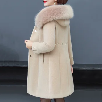 Téli mink bársony kabát 2020 új őszi téli kabát női divat Közepes hosszúságú kapucnis meleg plus size gyapjú kabát 2