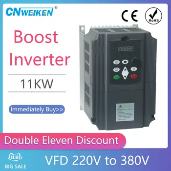 VFD 220V, hogy 380V 5.5 KW 8hp Változó Frekvencia Meghajtó CNC Meghajtó Inverter Átalakító 3 Fázisú Motor, Fordulatszám-szabályozás 2