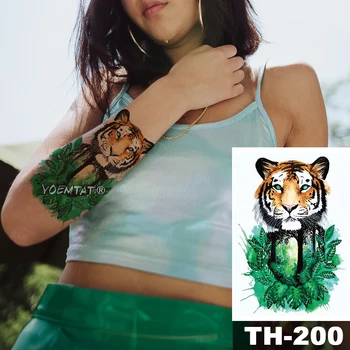 Vízálló Ideiglenes Tetoválás Matrica Akvarell tigris dzsungel minta állatok a Víz Transzfer body art flash hamis tetoválás