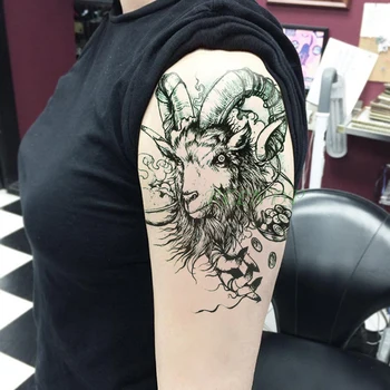 Vízálló Ideiglenes Tetoválás Matrica, kecske, birka fejét hamis tatto flash tetoválás tatouage Matricák kezét, karját vissza a lány, nők, férfiak