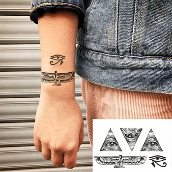 Vízálló Ideiglenes Tetoválás Matrica Ókori Egyiptom Szem Totem Tatto Matricák Flash Tetoválás Hamis Tetoválás a Férfiak a Nők 10.5*6cm