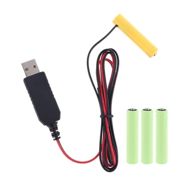 W3JB Egyetemes LR03 AAA Akkumulátor Eliminator 2m USB-hálózati Kábel Cserélje 1. 4db AAA méretű, 1,5 V-os Akkumulátor Elektromos Játék Óra 1
