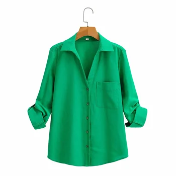 XEASY 2021 Nyári Nők Vintage Zöld Pamut Ágynemű Office Lady egysoros Póló Női Streetwear Pólók Női Alkalmi Felső 2
