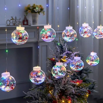 Xmas DIY Karácsonyi Bál Mikulás LED Függöny fényfüzér karácsonyfa Dekoráció Otthon Fél újévi Ajándékok Navidad Dekoráció 1