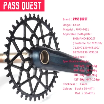 ÁT QUEST MTB Mountain Bike Chainring 30-44T Keskeny Széles Kerékpár Chainwheel a Deore XT M7100 M8100 M9100 12S BOOST Hajtóművel 2