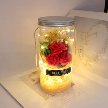 Örök Virág Halhatatlan Szappan Rózsa LED Szappan Virág Műanyag Palackok Esküvői Mesterséges Virág, Valentin Nap, Anyák Napi Ajándék