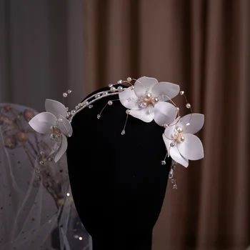 Új Menyasszonyi Haj Zenekar francia háromdimenziós Virág Gyöngyös Menyasszony Esküvői Kiegészítők Fascinators Esküvők