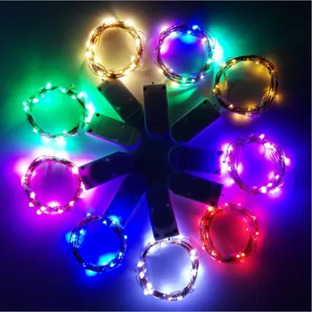 Ünnepi String 2M 20 LED Kreatív 8 Színű Gombot az Akkumulátor Doboz Réz Lámpa, Karácsonyi Party Sorozat Mini Kis Dekoratív Világítás 2