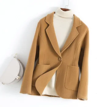 Őszi-téli új kétoldalas gyapjú kabát női rövid ruha gallér kasmír kétoldalas kabát, nagykereskedelmi
