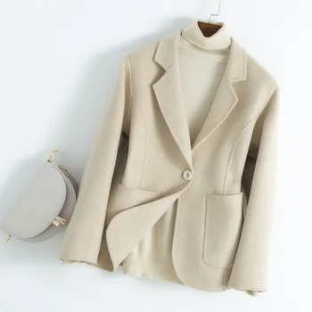 Őszi-téli új kétoldalas gyapjú kabát női rövid ruha gallér kasmír kétoldalas kabát, nagykereskedelmi 2